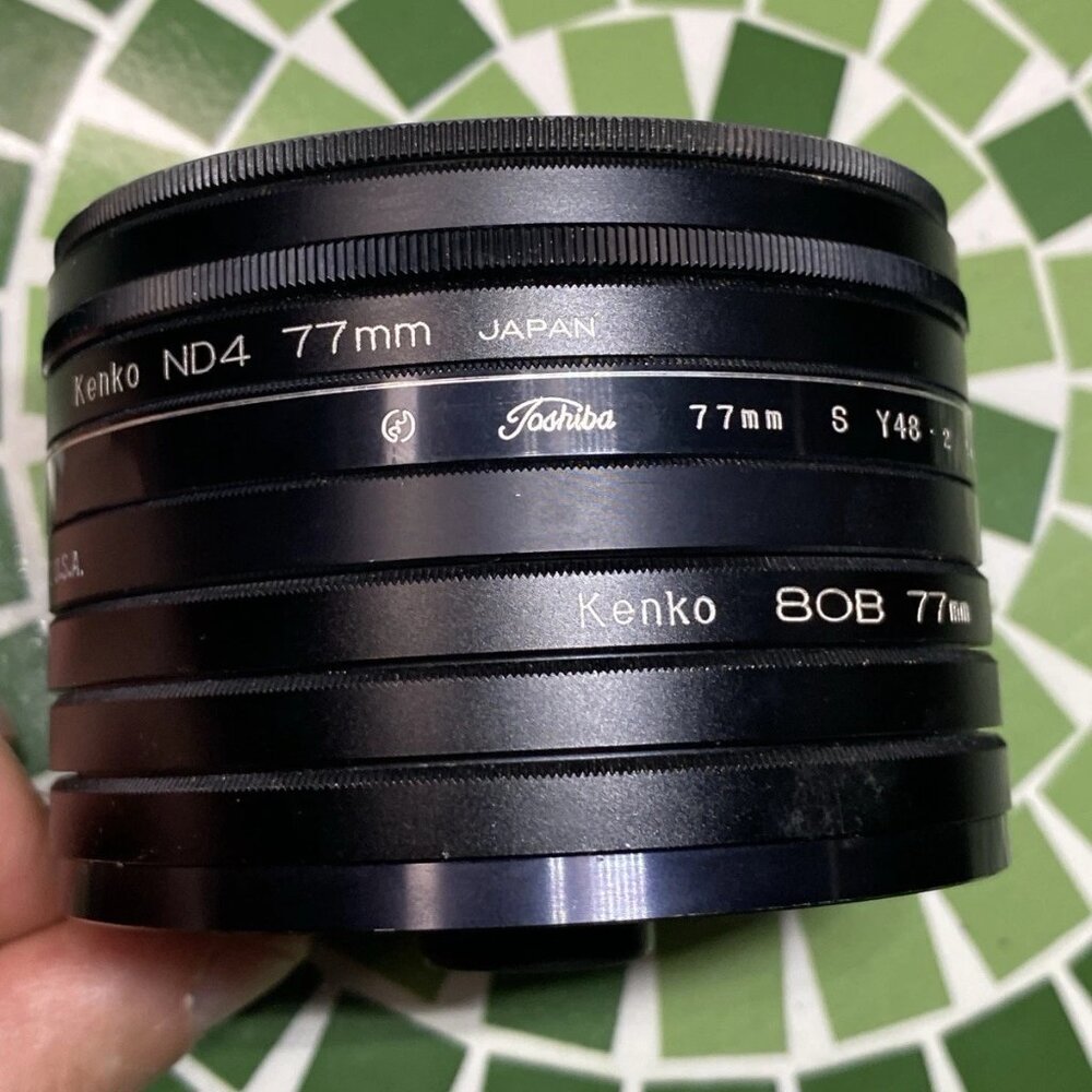 Kenko 77mm Filter Lot PL ND4 UV 80B + Toshiba Y48 Color Filters Japan